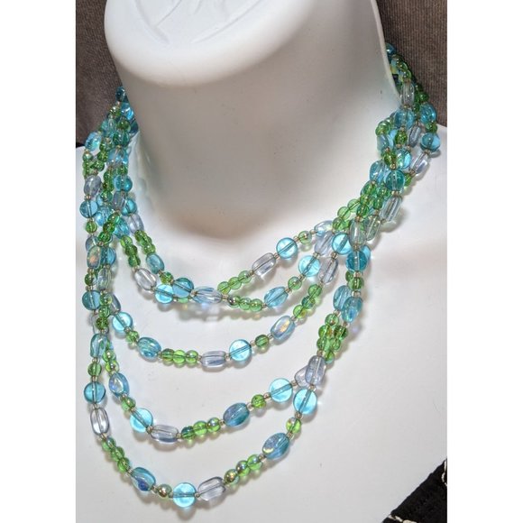 Givenchy Blue Green Glass Mermaid Necklace - Picture 1 of 6